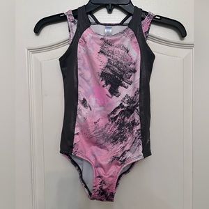 Justice Active Leotard, Pink/Grey, Size 8